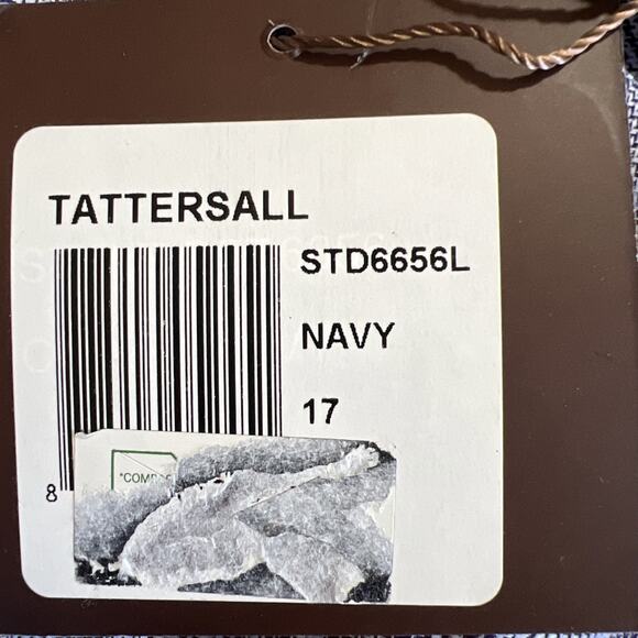 Tattersall London Dress Shirt 17 34/35 Blue Check Button Up Light Cotton NEW - Picture 8 of 11